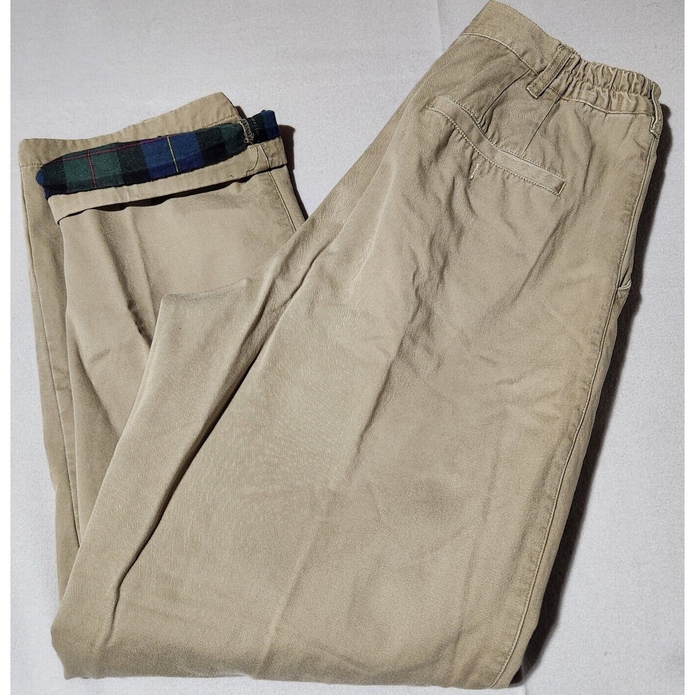 women's CABELA'S FLANNEL LINED Khaki Pants work winter warm Beige tan‎ size 12